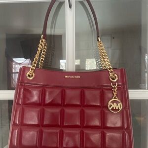 Michael Kors Burgundy Quilted Shoulder Bag